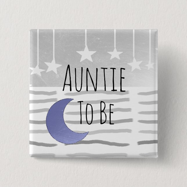 Auntie till Stars och Måne Baby Shower Knapp (Framsida)
