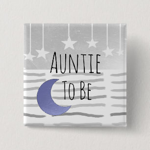 Auntie till Stars och Måne Baby Shower Knapp