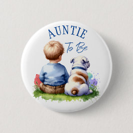 Auntie to be | Baby och Bulldog Baby Shower Knapp