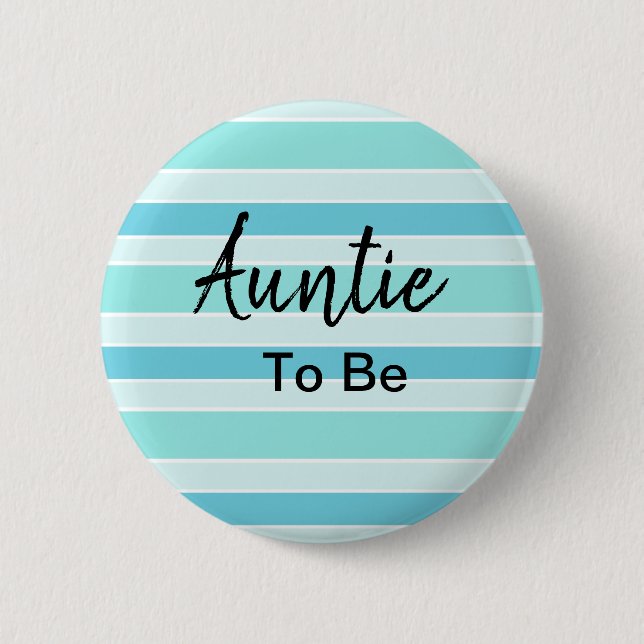 Auntie to be Blue and Teal Baby Shower Knapp (Framsida)