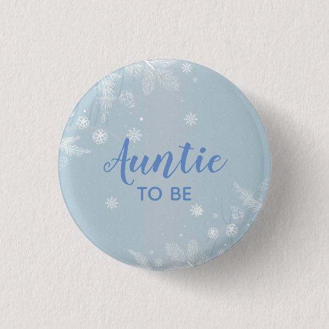 Auntie to be Blue Pojke Shower l New Moster Knapp (Framsida)