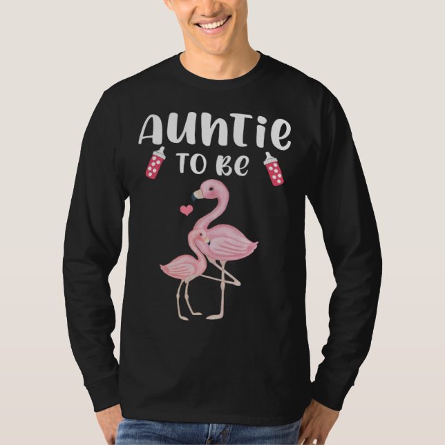 Auntie To Be Flamingo Baby Shower For Girl T Shirt (Framsida)