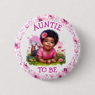 Auntie to be Flickans Blommigt Baby Shower Knapp