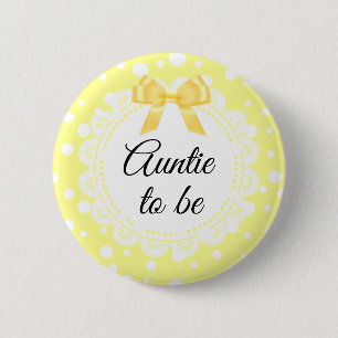 Auntie to be Gult Polka Dot Shower-knapp Knapp