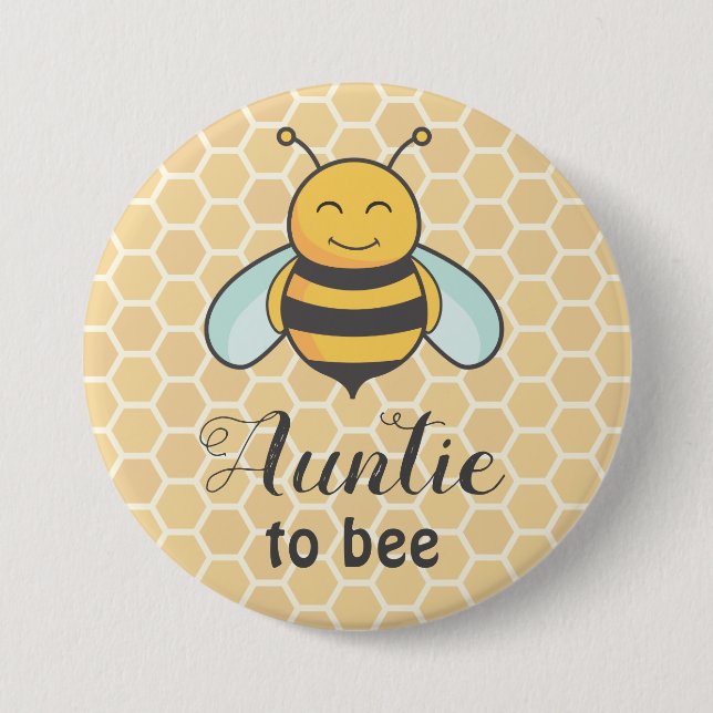 Auntie to be Honeybee Moster Badge Cute Baby Showe Knapp (Framsida)