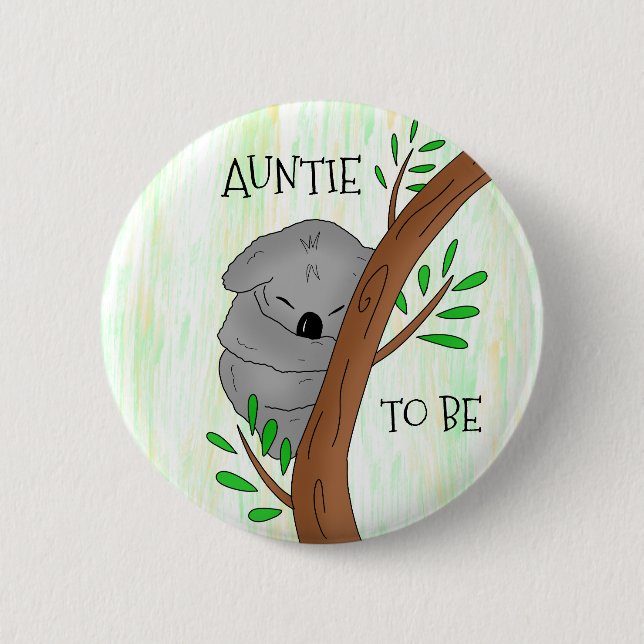 Auntie to be | Koala Baby Shower Knapp (Framsida)