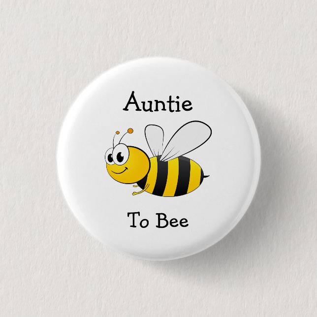 Auntie to Bee Humla Baby Shower Knapp (Framsida)