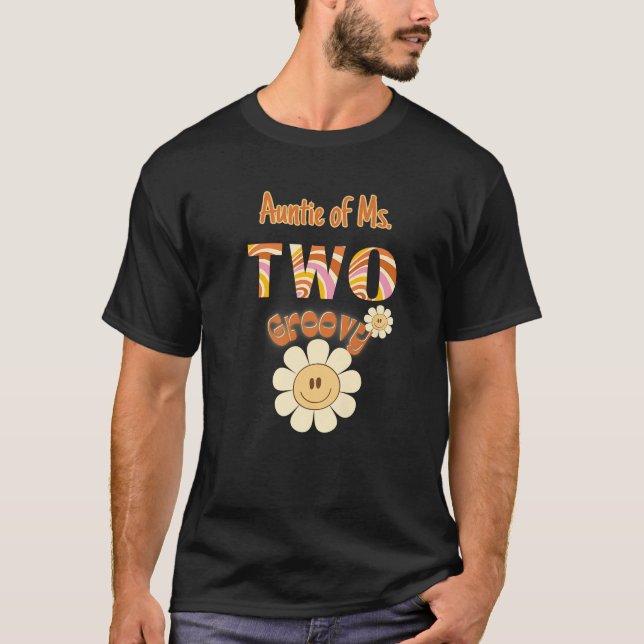 Auntie Two Groovy 2 Birthday Toddler Hippie Retro  T Shirt (Framsida)