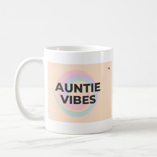 Auntie Vibes Mug – Pastel Abstract Aesthetic Kaffemugg (Vänster)