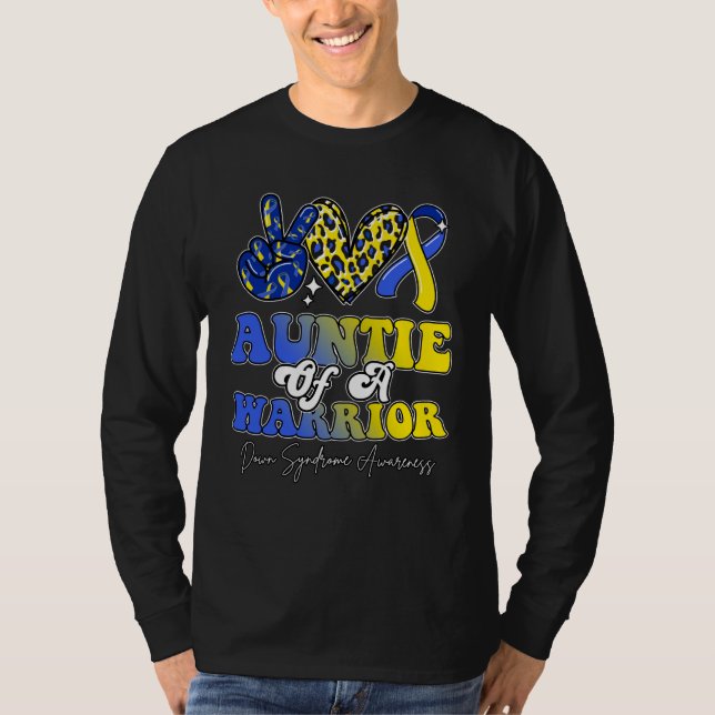 Auntie Warrior Down Syndrome Awareness Family T Shirt (Framsida)