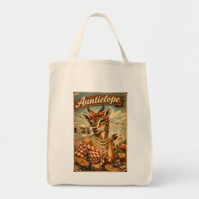 Auntielope Tote Bag Tygkasse (Framsidan)