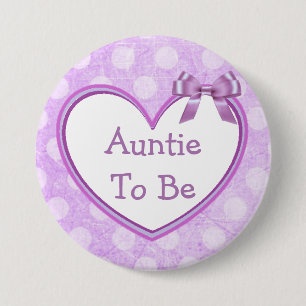 Auntien som är den purpurfärgade baby shower, knapp