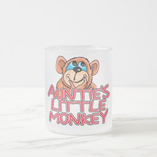 Auntie's Little Monkey Tshirts and Gifts Frostad Glasmugg (Center)
