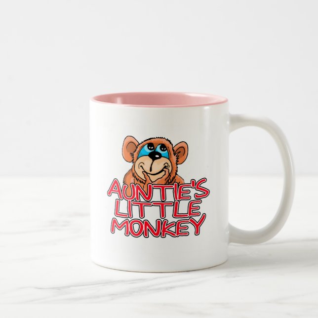 Auntie's Little Monkey Tshirts and Gifts Två-Tonad Mugg (Höger)
