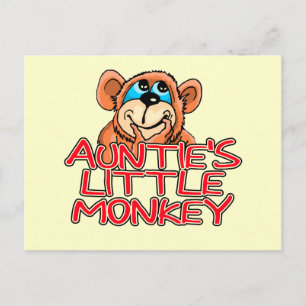 Auntie's Little Monkey Tshirts and Gifts Vykort