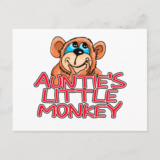 Auntie's Little Monkey Tshirts and Gifts Vykort (Framsida)