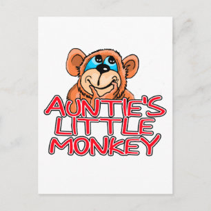 Auntie's Little Monkey Tshirts and Gifts Vykort