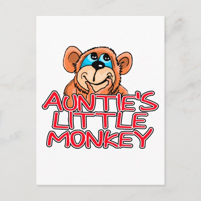 Auntie's Little Monkey Tshirts and Gifts Vykort (Framsida)