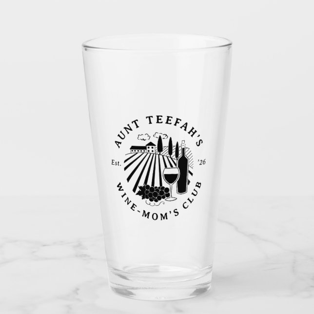 Aunties vin-klubb för mammor T-shirt - Svart Glaskopp (Framsida)