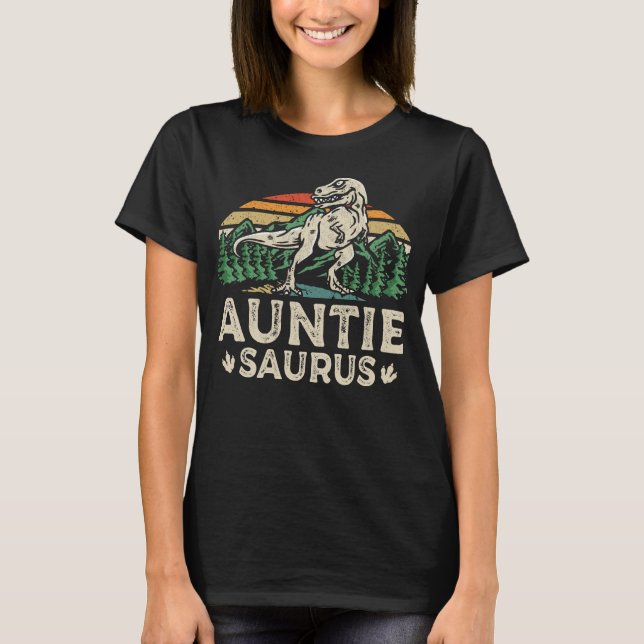 Auntiesaurus Dinosaur T Rex Auntie Saurus Funny Shirt (Framsida)