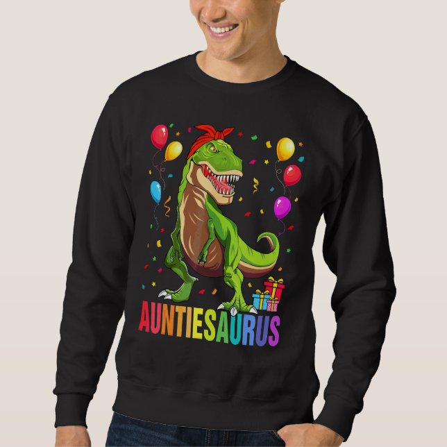 Auntiesaurus Rex Dinosaur Faster Saurus Familjemat Lång Ärmad Tröja (Framsida)
