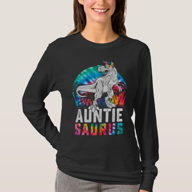 Auntiesaurus Rex Dinosaur Moster Saurus Familj Mat T Shirt (Framsida)