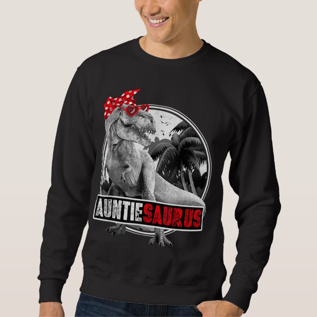 Auntiesaurus T-Rex Auntie Dinosaur Lång Ärmad Tröja (Framsida)