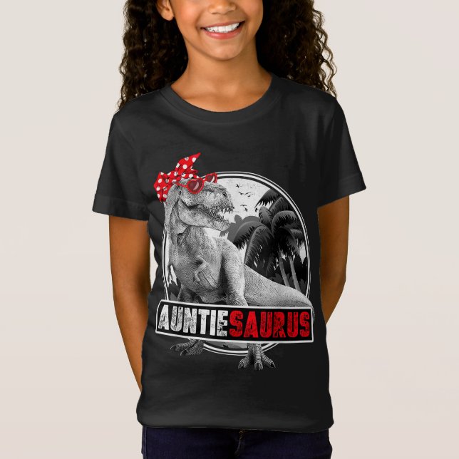 Auntiesaurus T-Rex Auntie Dinosaur T Shirt (Framsida)