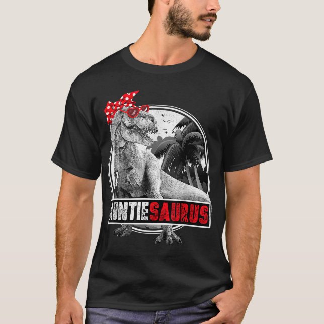 Auntiesaurus T-Rex Auntie Dinosaur T Shirt (Framsida)