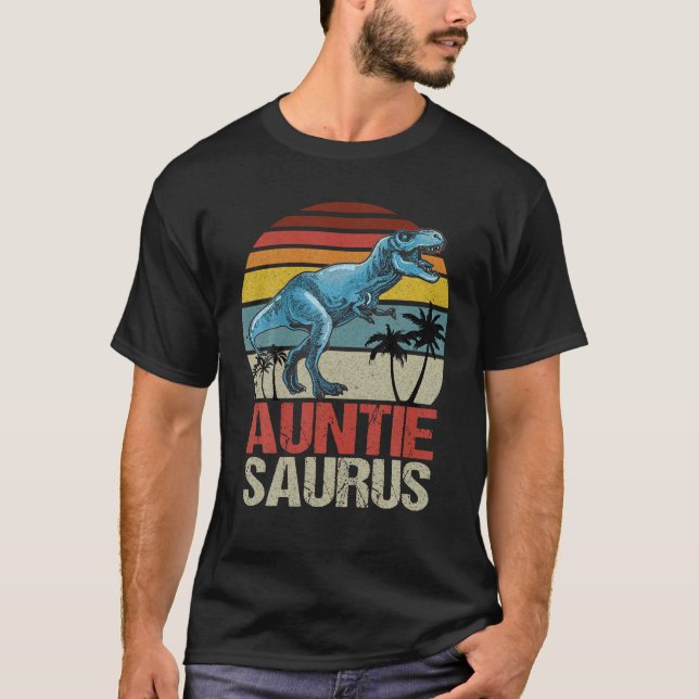 Auntiesaurus T Rex Dinosaur Auntie Saurus Familj M Shirt (Framsida)