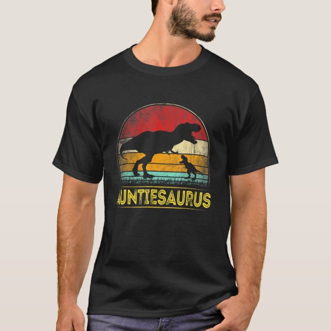 Auntiesaurus T Rex Dinosaur Auntie Saurus Familj M Shirt (Framsida)