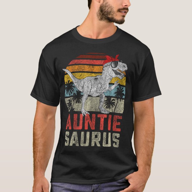 Auntiesaurus T Rex Dinosaur Auntie Saurus Familj M Shirt (Framsida)