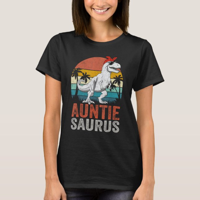 Auntiesaurus T Rex Dinosaur Auntie Saurus Familj M Shirt (Framsida)