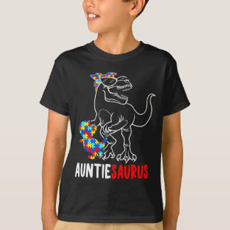 Auntiesaurus T Rex Dinosaur Autism Medvetenhet Aun Shirt