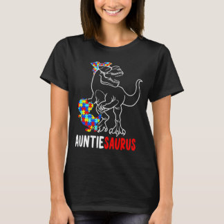 Auntiesaurus T Rex Dinosaur Autism Medvetenhet Aun Shirt