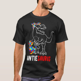 Auntiesaurus T Rex Dinosaur Autism Medvetenhet Aun Shirt