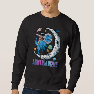 Auntisaurus Astronaut Riding Dinosaur Rex Mor D Lång Ärmad Tröja