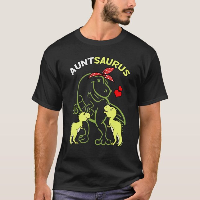 Auntsaurus Aunty 2 Kids Dinosaur Moster Uncles Day T Shirt (Framsida)