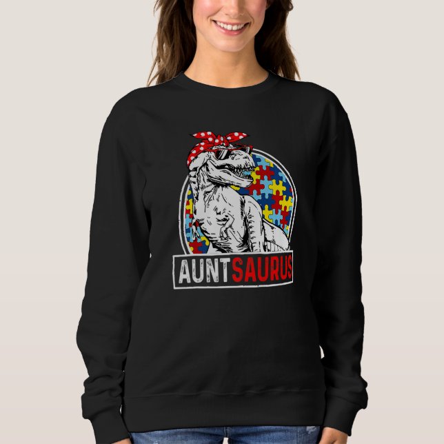 Auntsaurus Rex Dinosaur Autism Aunt Saurus Family  T Shirt (Framsida)