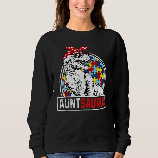 Auntsaurus Rex Dinosaur Autism Aunt Saurus Family  T Shirt (Framsida)