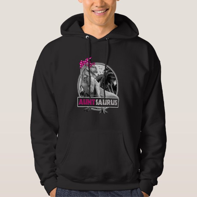 Auntsaurus t Rex Dinosaur Moster Saurus Familj Hoodie (Framsida)