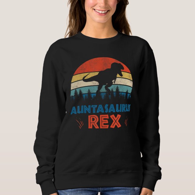 Auntsaurus t Rex Dinosaur Moster Saurus Familj Mat Shirt (Framsida)