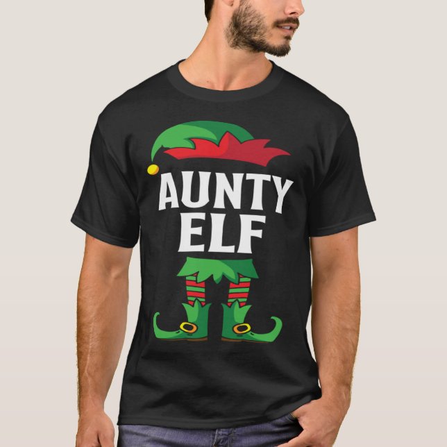 Aunty Elf Costume Christmas Holiday Matching Famil T Shirt (Framsida)