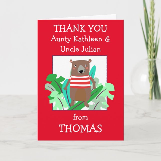 Aunty farbror Namn Cute Bear Löv Tack Kort (Framsida)