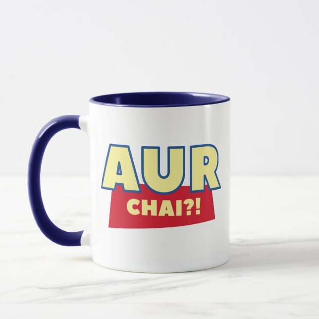 Aur chai? Funny Chai Indian Food Pun Tea Coffee Mugg (Vänster)