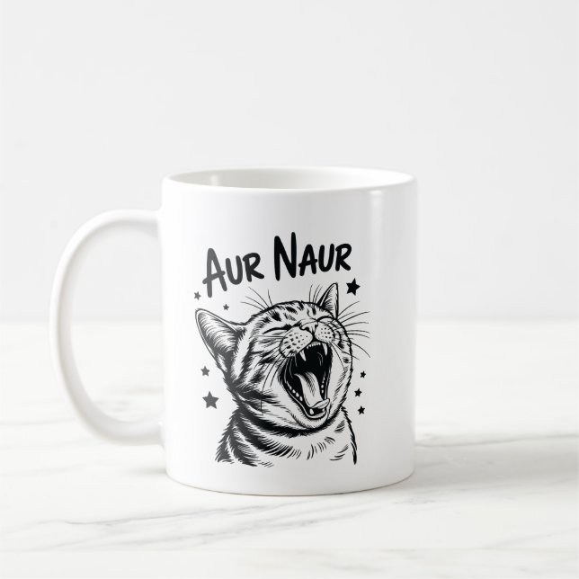 Aur Naur Funny Cat Meme Cute Cat Lover Aesthetic  Kaffemugg (Vänster)