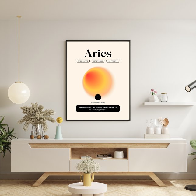 Aura Gradient Aries Zodiac Sign Manifestation Art Poster (Skapare uppladdad)