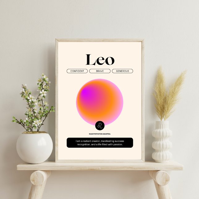 Aura Gradient Leo Zodiac Sign Manifestation Art Poster (Skapare uppladdad)