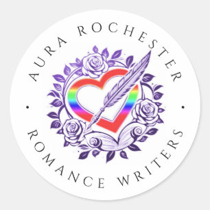 AURA Rochester Rainbow Heart Sticker Runt Klistermärke