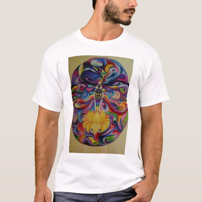 Aura som är osedd på den svart t-skjortan t-shirt (Framsida)